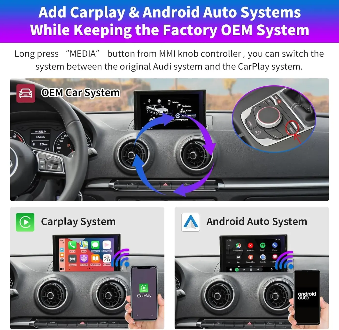 Road Top — Audi A3 8V 2013–2018 avec MIB / MHS2 / MIB1