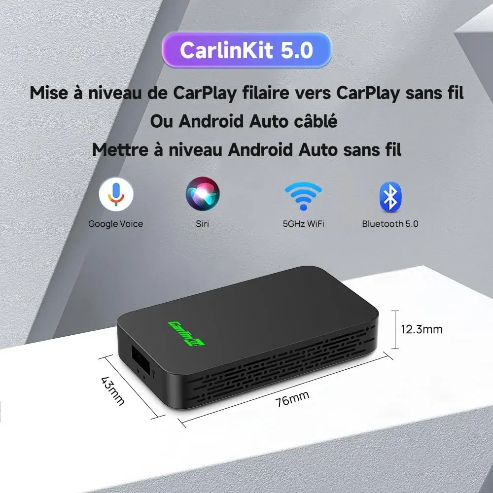 Carlinkit — Système d’origine avec CarPlay ou Android Auto filaire déjà opérationnel