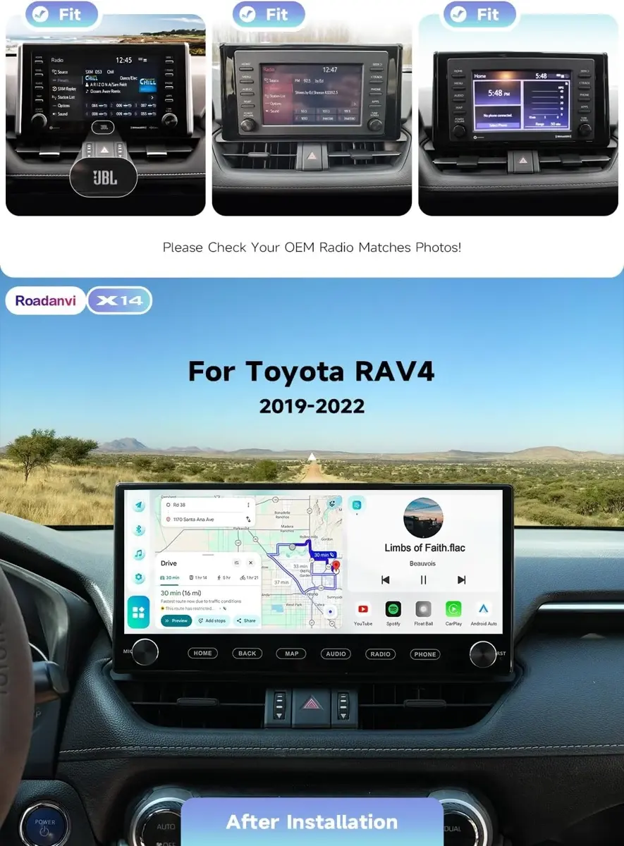 Roadanvi X14 — Toyota RAV4, 2019–2022 (configuration nord-américaine illustrée)