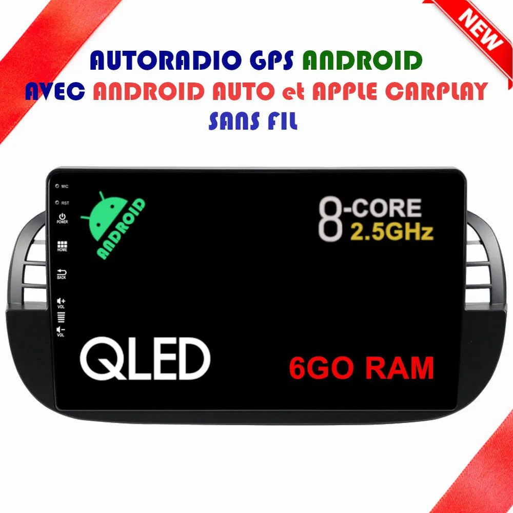 Autoradio Android 9″ pour Fiat 500/500C/Abarth