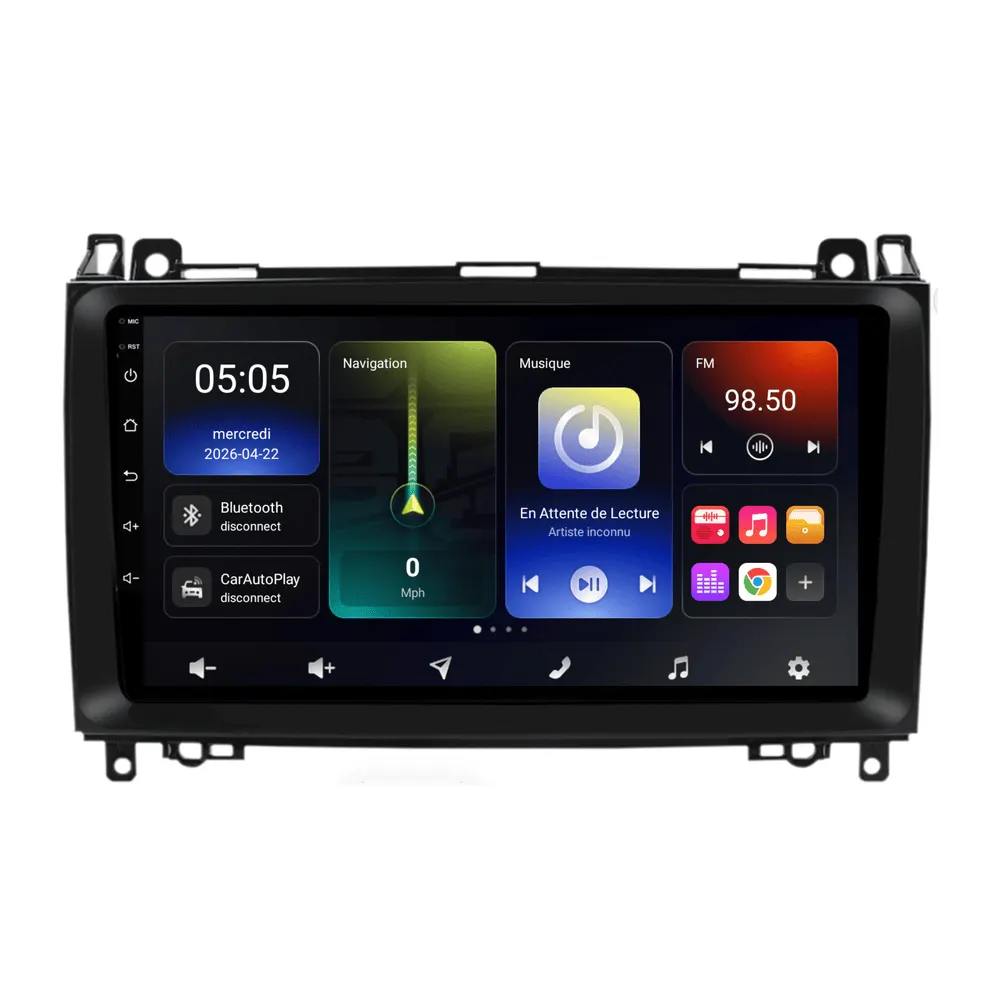 Autoradio Android 9″ pour Mercedes Classe B W245 (2005–2012) · vue 2