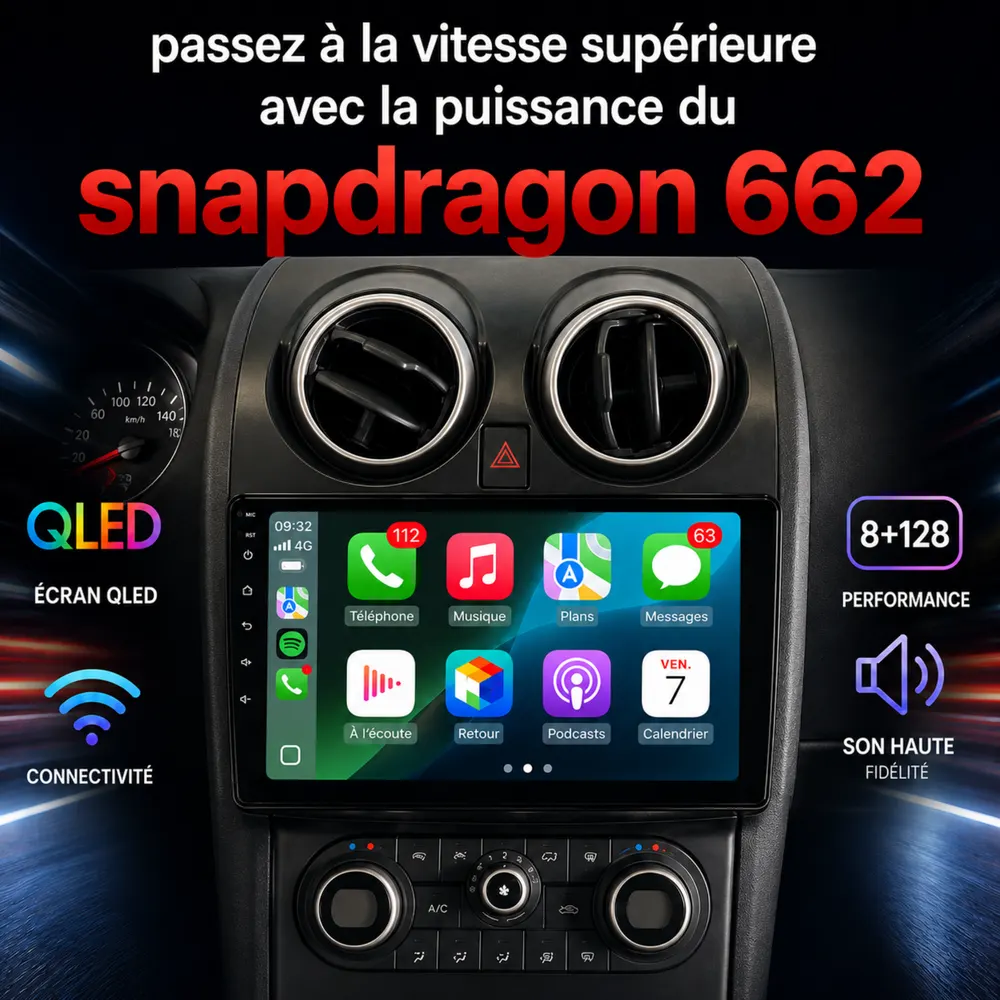 Autoradio Android 9″ pour Nissan Qashqai J10