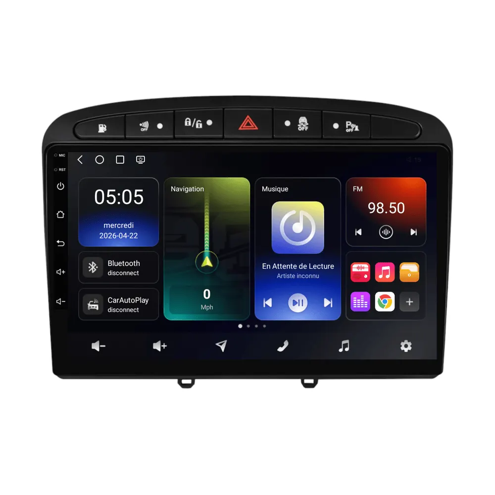 Autoradio Android 9″ pour Peugeot RCZ (2010–2015) · vue 2