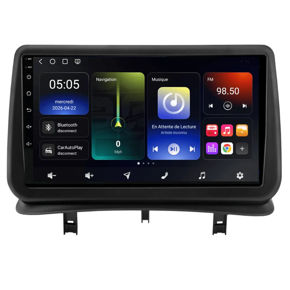 Autoradio Android 9″ pour Renault Clio 3 (2005–2015) · vue 2