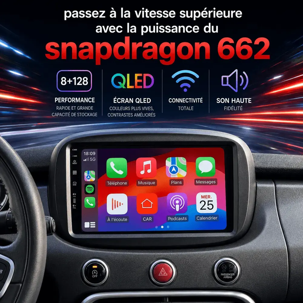 Autoradio Android 9″ pour Fiat 500X