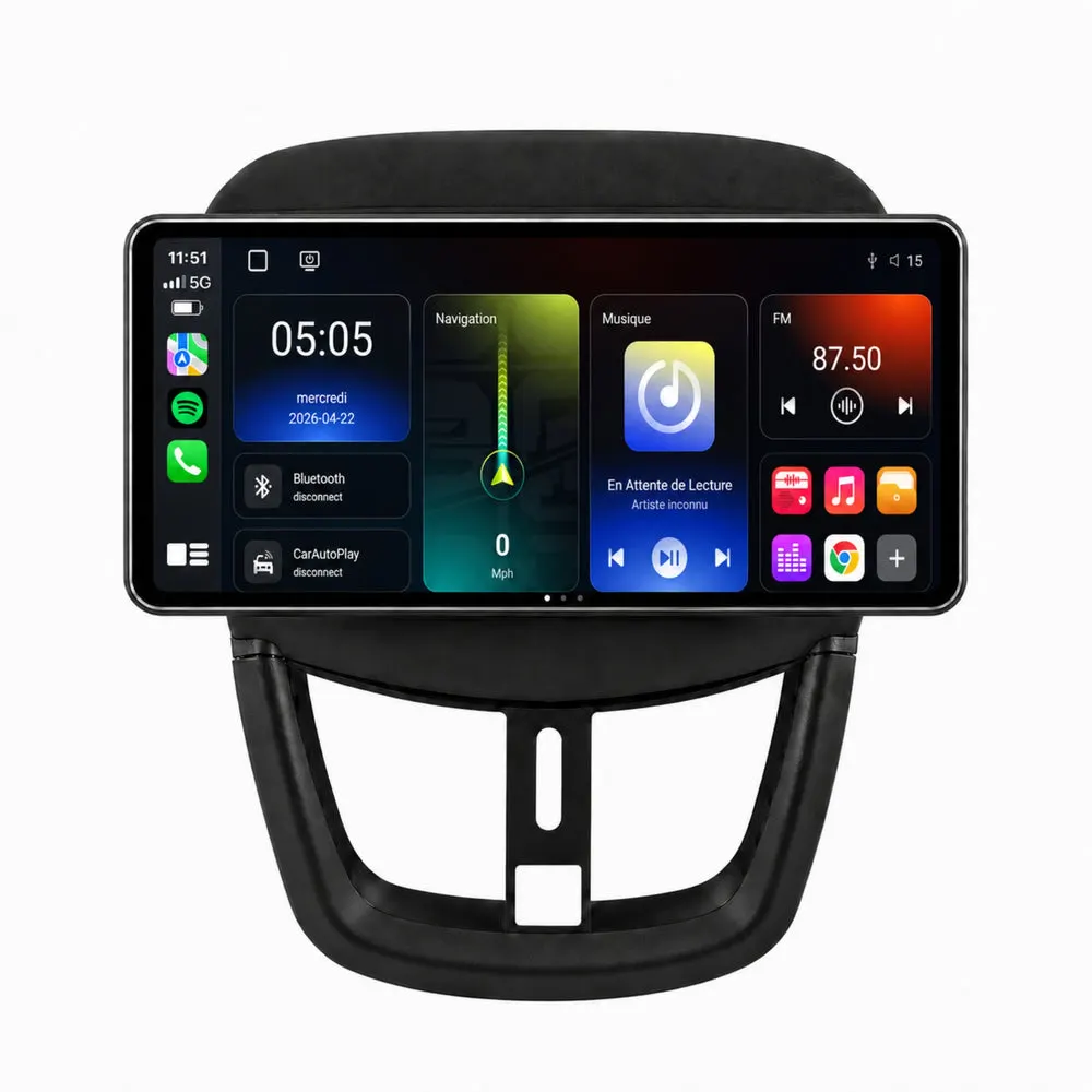Autoradio Android 12,3″ pour Peugeot 207 (2006–2015) · vue 2