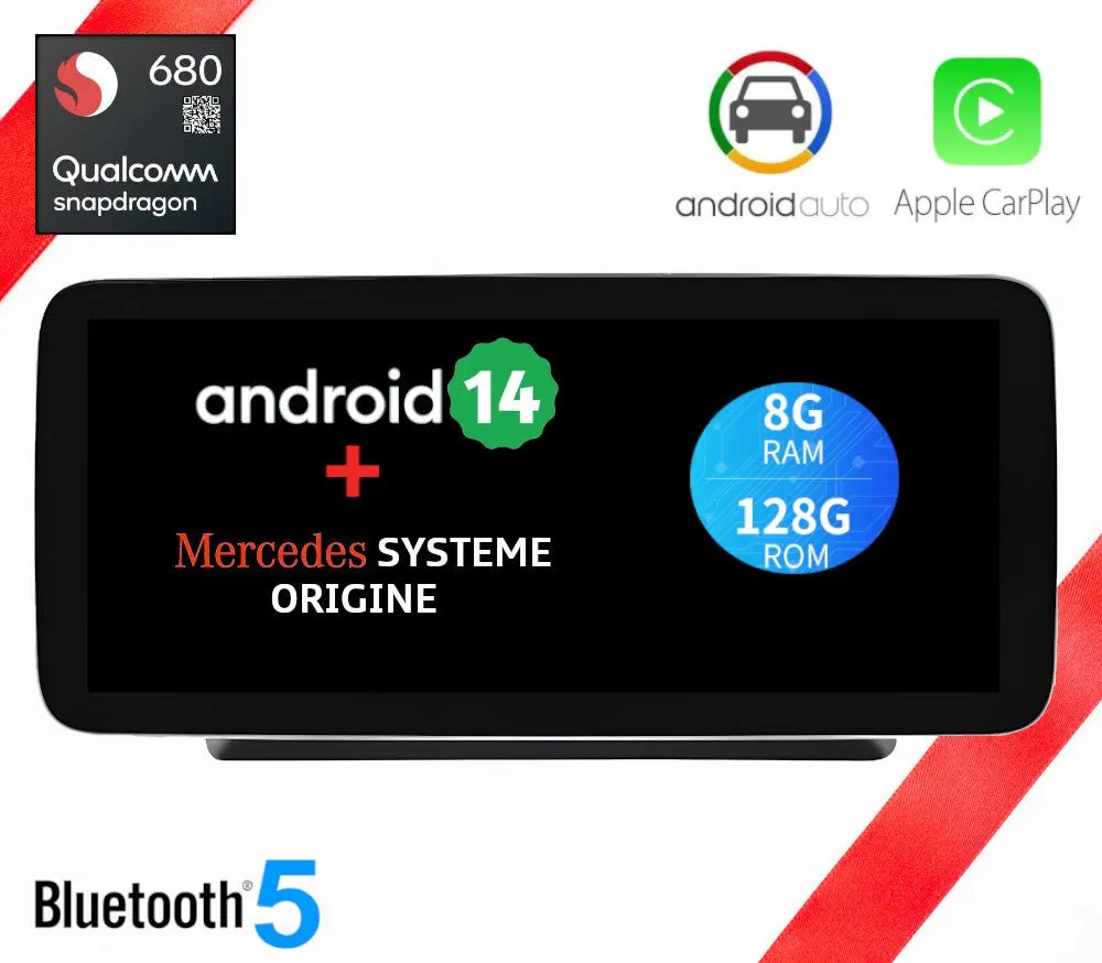 Écran Android 10,25″ pour Mercedes Classe C W205 · NTG 5.0, 5.1 ET 5.2