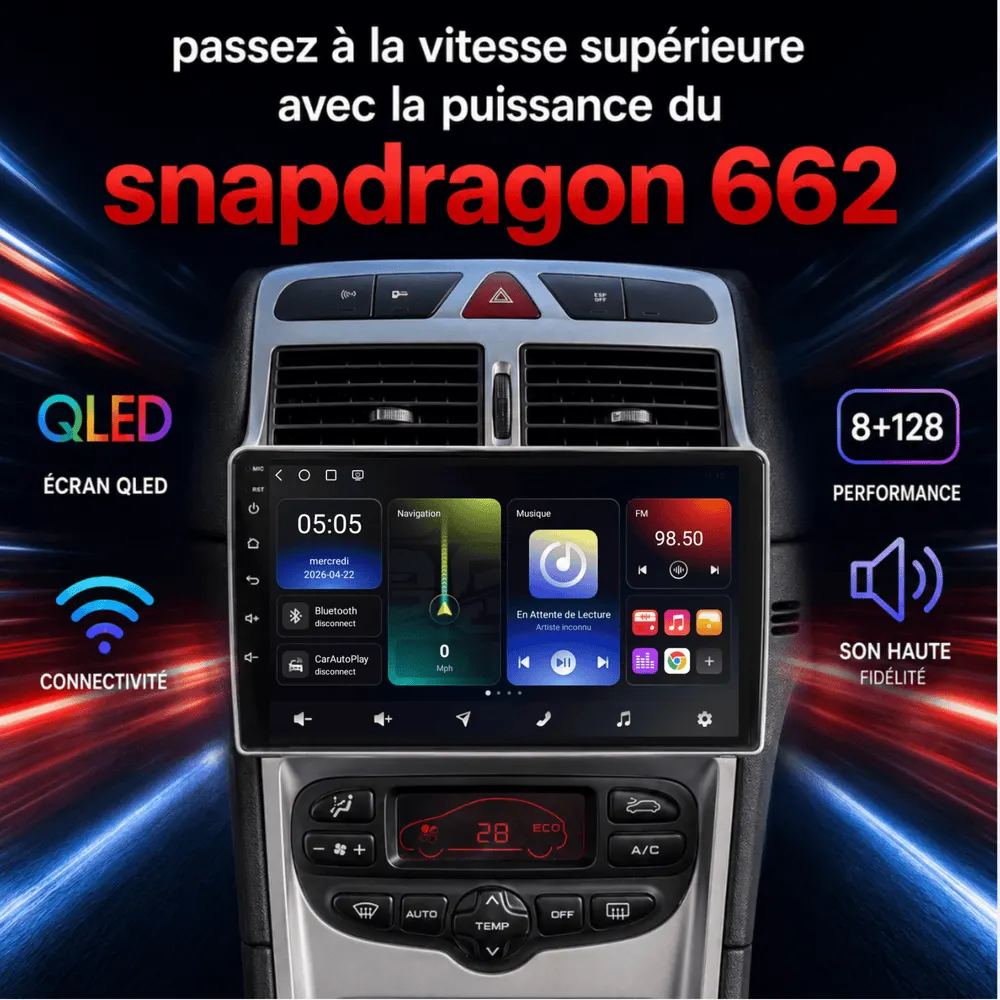 Autoradio Android 9″ pour Peugeot 307
