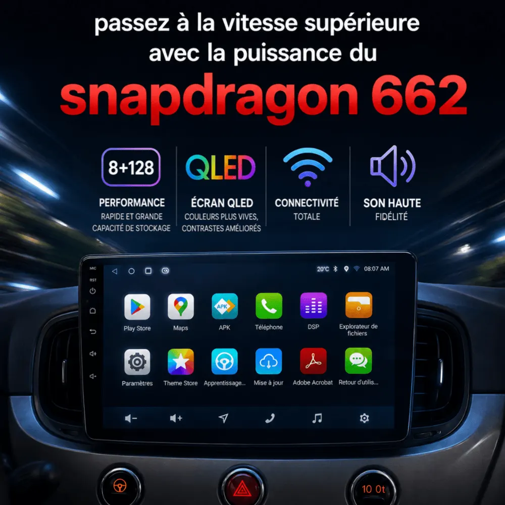 Autoradio Android 9″ pour Fiat 500/Abarth
